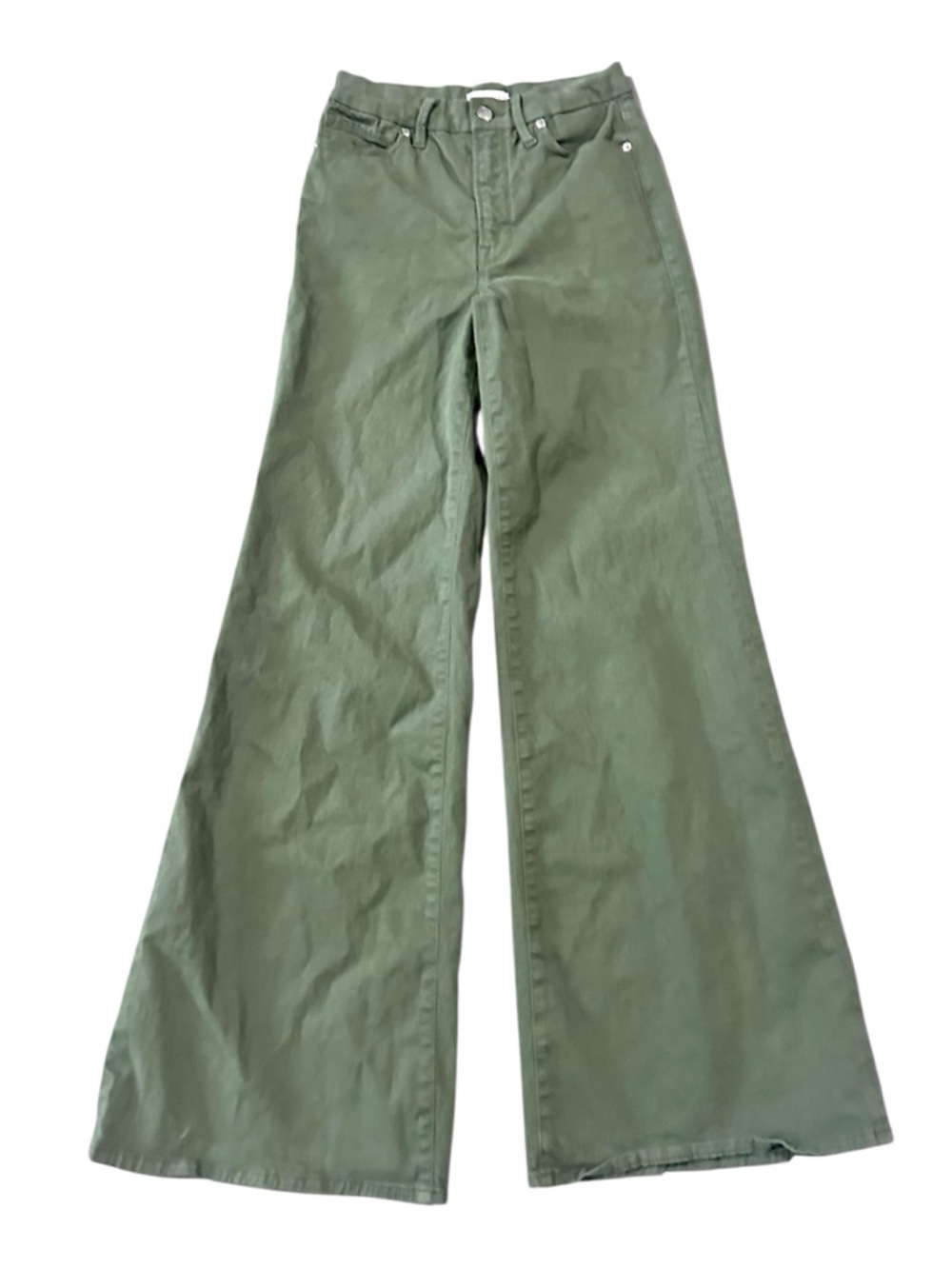 Good American Olive Green Twill Good Ease Wide Legged Pants Size 4/27 - Picture 2 of 7
